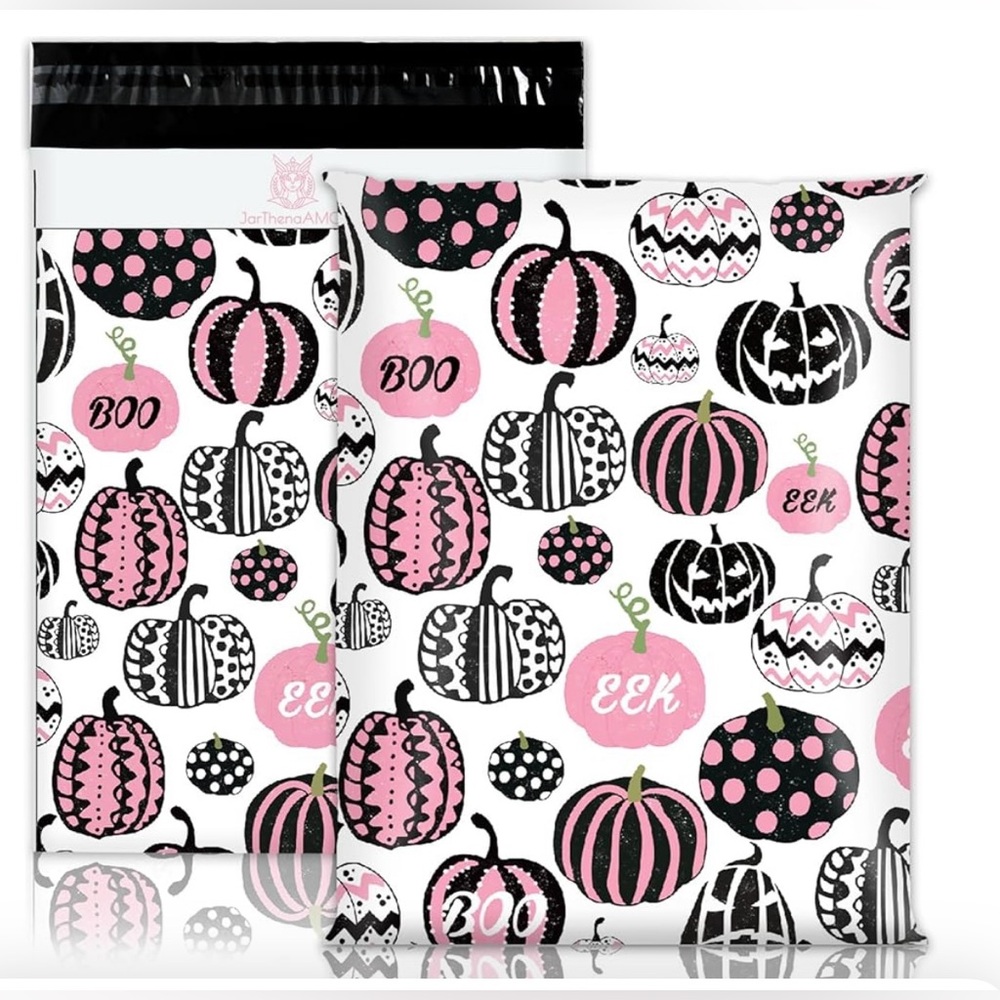 20 Halloween Pumpkin Poly Mailers - New, self sealing-waterproof-tear resistant